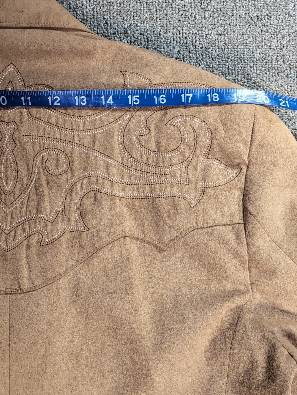 Circle S Dallas TX Embroidered Micro-Suede Sport Coat Size 44R in Western Tan - Picture 15 of 15